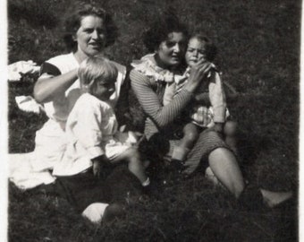 1930's French Photo - Two Women with Children