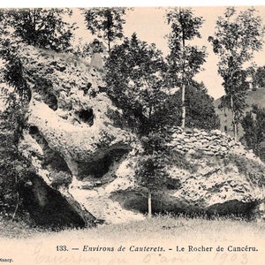 French Antique Postcard - Rocher de Cancéru, Cauterets, France