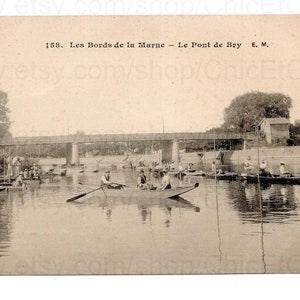 Unused French Postcard - Bridge of Bry on the River Marne, France