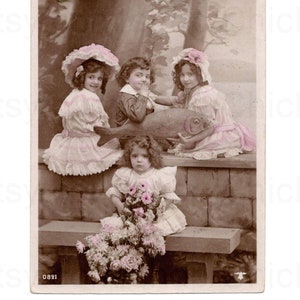 French Postcard c. 1912 - Poisson D'Avril / April 1st Children with a Big Fish