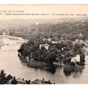 Vintage French Postcard - L'Ile Barbe, St Rambert, Saone, France