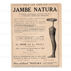Pubblicità di carta francese antica - Gambe protesiche Natura
