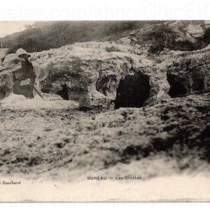 French Antique Postcard - Caves at Bureau, Royan, France