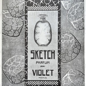 20er Jahre echtes französisches Sketch Parfum de Violet Werbung