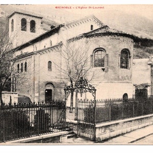 Carte postale française ancienne - Eglise St Laurent, Grenoble, France