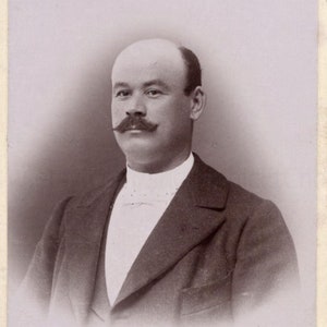 French Antique Photo / Carte de Visite (CDV) - Bald Man with Mustache (Edouard, Nevers, France)