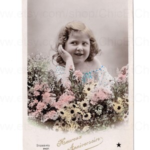 French Postcard c.1906 - Chubby Cheeked Girl with Flowers