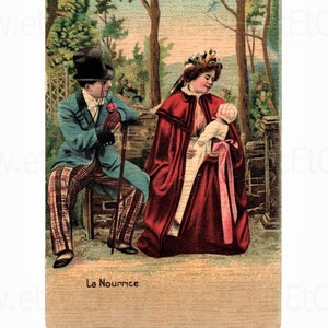 Antique French Postcard - The Nanny