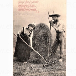 Old Unused French Postcard - Haymakers