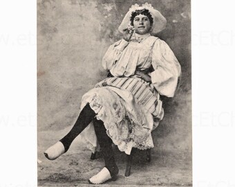 Vintage French Postcard - &#39;La Belle Sablaise&#39; Woman in Sablaise Costume (Les Sables-D&#39;Olonne, France)