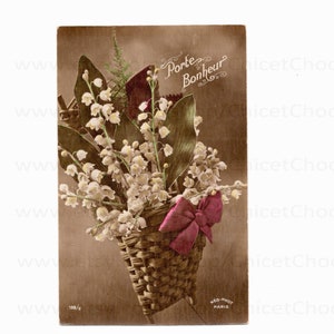 Vintage Floral Postcard - Lily of the Valley