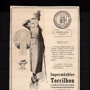French Antique Advert - Torrilhon Ladies Waterproof Coat &#39;Dolly&#39;