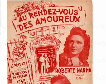 1940's French Song / Sheet Music - The Lovers Rendez-Vous