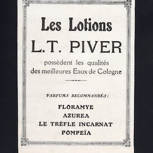 フランスのアンティーク紙広告 - L.T. Piver 香水ローション