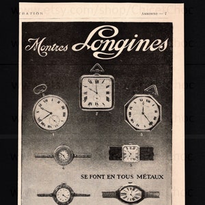 Anúncio em papel antigo francês - Relógios Longines
