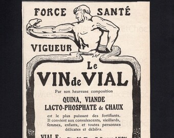 French Antique Paper Advert - 'Vin de Vial' Tonic Drink