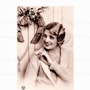 Vintage 1930's Postcard - Woman and a Horseshoe