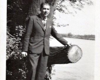 Vintage French Photo - Man by a River