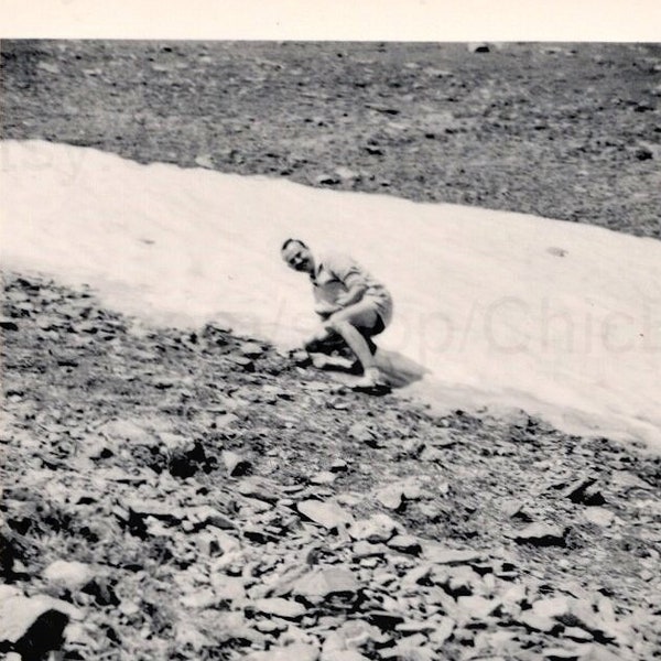 Vintage French Photo - A Man on a Mountain