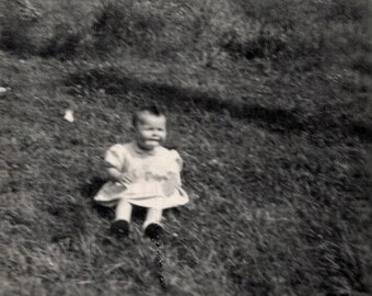 Vintage French Photo - Baby Sat in a Field