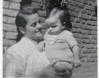 Vintage Franse foto - vrouw en baby