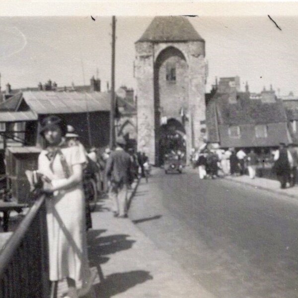 Vintage Photograph - Woman Stood on a Bridge