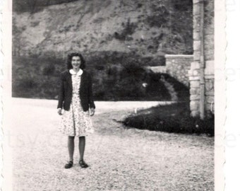 1940's French Photo - Woman Stood Outside on a Driveway