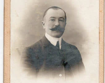 Antique French Photo/ Carte de Visite (CDV) - Man with Mustache (B. Charles, St. Amand, France)