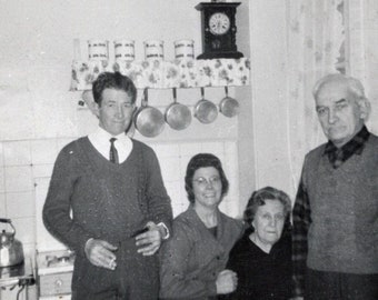 Vintage French Photo - Four People in a Kitchen