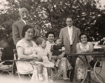 Vintage French Photo - Group of People Outside