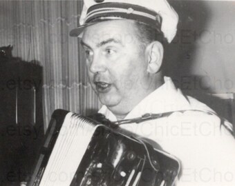 Vintage French Photograph - Man with an Accordion