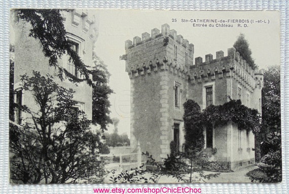 Unused French Postcard Chateau Entrance Etsy