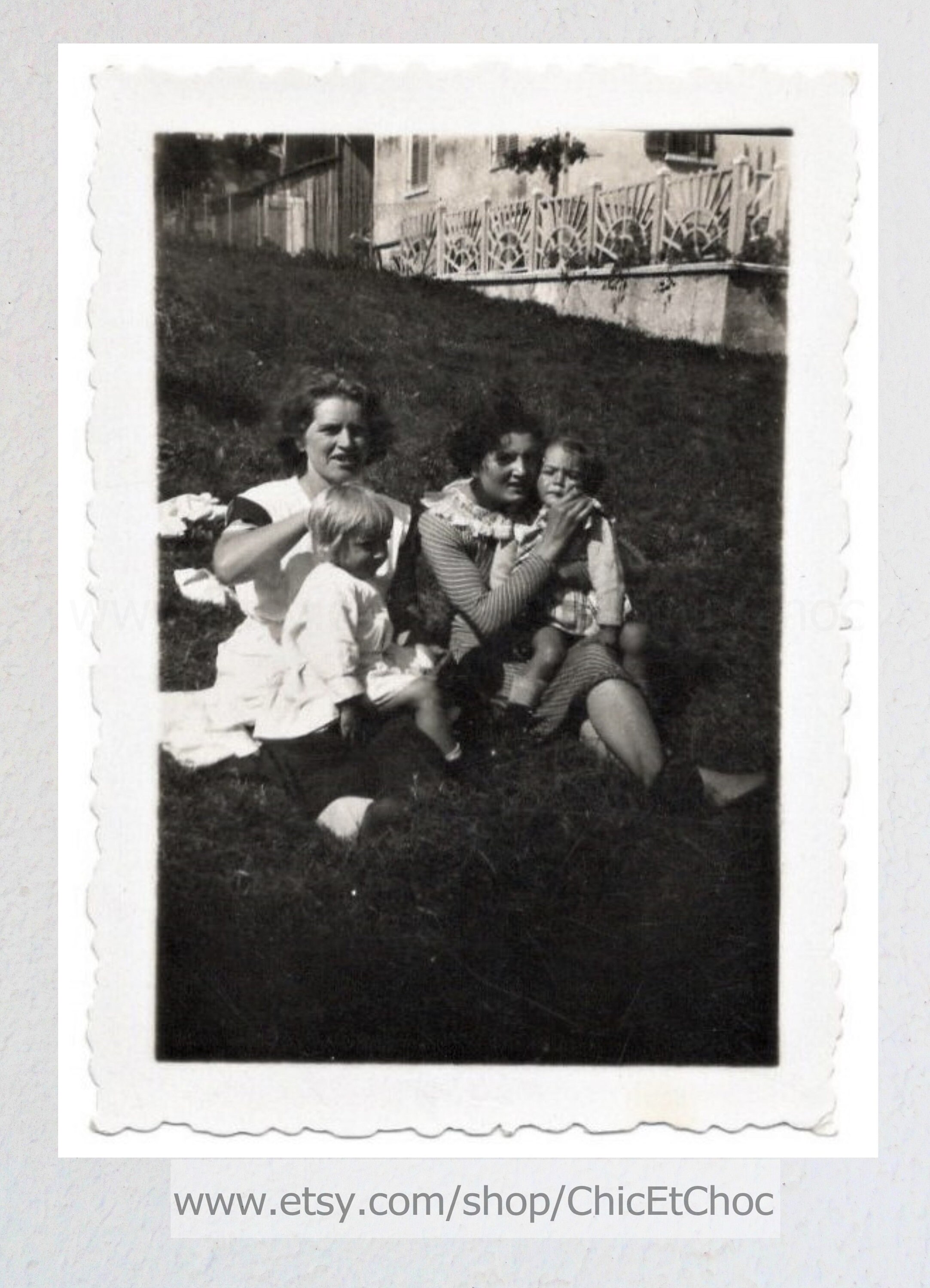 1930's French Photo Two Women With Children Etsy