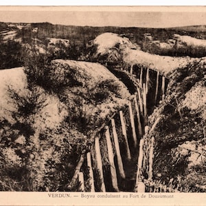 Unused Vintage Postcard - Trench Leading to Fort Douaumont in Verdun, France