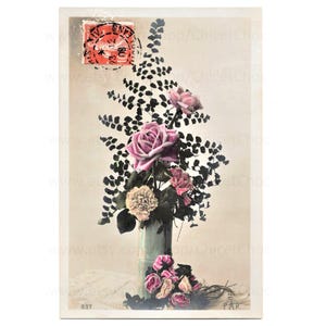 Old French Floral Postcard