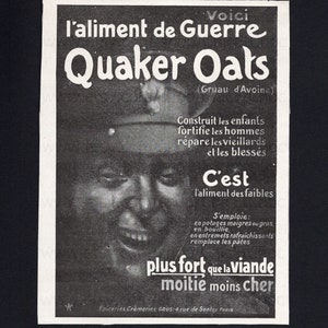 Antike französische Zeitungsanzeige - Quaker Oats