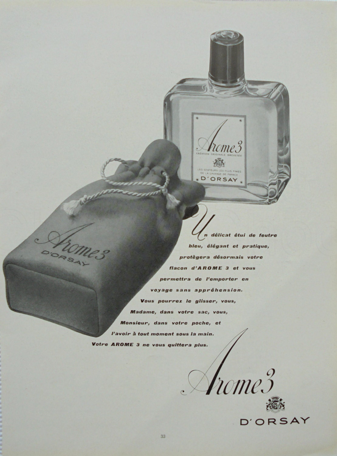 1950's Genuine French Perfume Ad 'Arome 3' Etsy
