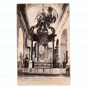 French Postcard c.1924 - Main Alter in the Basilica of Saint-Sauveur, Rennes, France