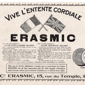 Pubblicità francese di carta antica - Prodotti per la toelettatura maschile erasmici