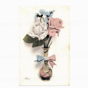 WW1 Patriotic French Postcard - Vase of Flowers