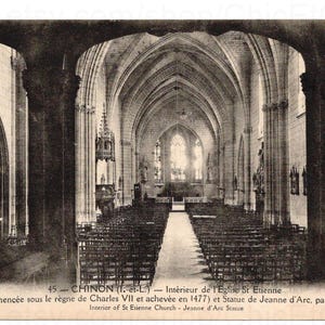Vintage French Postcard - Inside of St. Etienne Church, Chinon, France