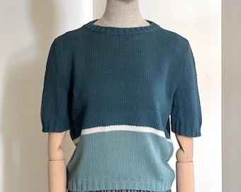 Ręcznie robiony, jedyny w swoim rodzaju sweter w kolorze turkusowo-miętowym: Iceland Crewneck