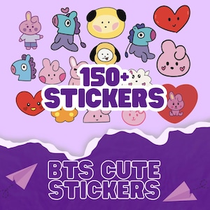 BTS Cute Stickers Pack – 150+ Kawaii BTS PNGs | Printable Digital Stickers for Journals, Scrapbooks & ARMY Fans | Digital Download