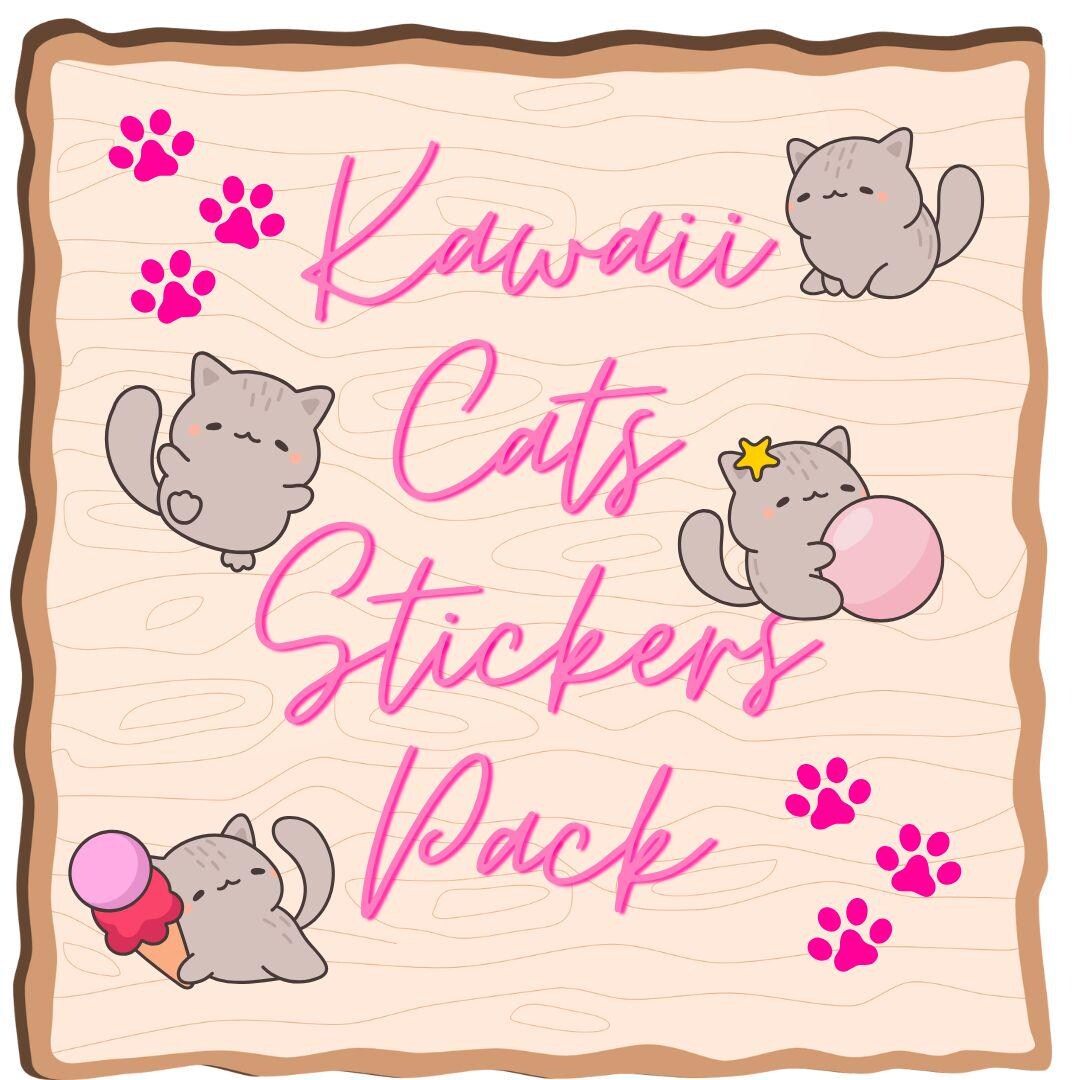 Cute Cats Stickers – 83 Kawaii Cat Stickers – 4 Printable Pages ...