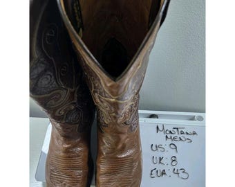 モンタナ ヴィンテージ メンズ サイズ9 ツートーン ブラウン レザー カウボーイブーツ ソール交換が必要