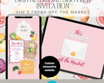 Invitación para despedida de soltera "She's Off Market" (Descarga instantánea) - Invitación digital editable en Canva