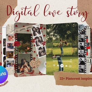 Modello di album per anniversario • Album fotografico romantico stampabile • Libro dei ricordi digitale per coppie • Download immediato