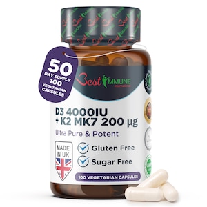 Vitamin D3 4000IU K2 MK7 200mcg: Natural Immune Support - 100 Capsules