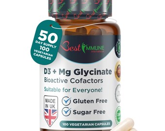 Vitamin D3 Magnesium Glycinate Capsules: Bioactive Cofactors, 100 Count