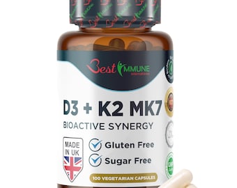 Vitamin D3 2000IU + K2 MK7 100mcg Capsules: Natural Immune Support